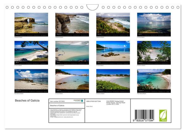 Produktbild: Beaches of Galicia (Wall Calendar 2026 DIN A4 landscape), CALVENDO 12 Month Wall Calendar