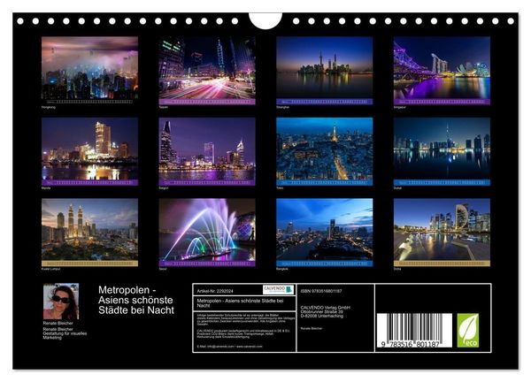 Produktbild: Metropolen - Asiens sch&ouml;nste St&auml;dte bei Nacht (Wandkalender 2027 DIN A4 quer), CALVENDO Monatskalender