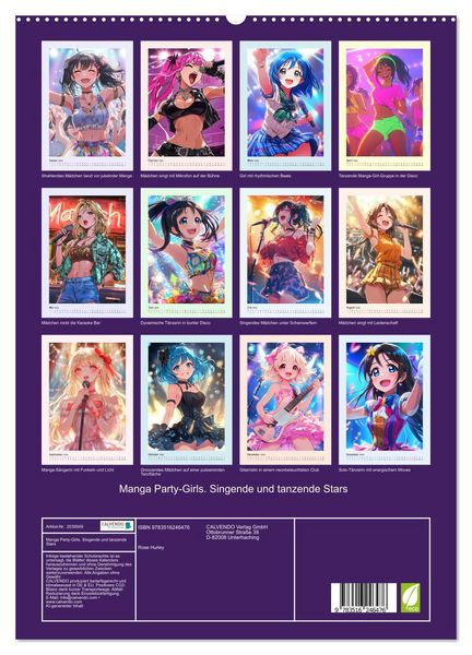 Produktbild: Manga Party-Girls. Singende und tanzende Stars (hochwertiger Premium Wandkalender 2026 DIN A2 hoch), Kunstdruck in Hochglanz