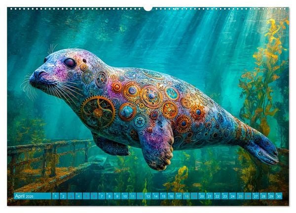Produktbild: Aqua Mechanica &ndash; Steampunk unter dem Meer (hochwertiger Premium Wandkalender 2026 DIN A2 quer), Kunstdruck in Hochglanz
