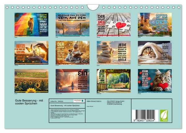 Produktbild: Gute Besserung - mit coolen Spr&uuml;chen (Wandkalender 2026 DIN A4 quer), CALVENDO Monatskalender