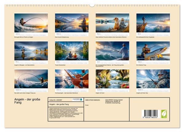 Produktbild: Angeln - der gro&szlig;e Fang (hochwertiger Premium Wandkalender 2026 DIN A2 quer), Kunstdruck in Hochglanz