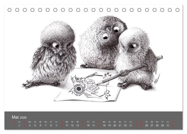 Produktbild: owls & friends 2026 (Tischkalender 2026 DIN A5 quer), CALVENDO Monatskalender