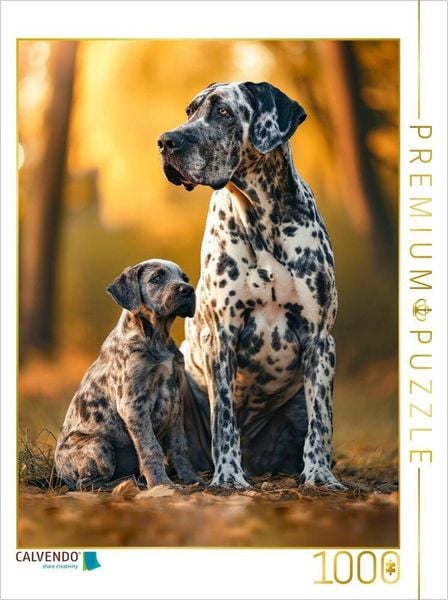 CALVENDO Puzzle Deutsche Dogge, traute Zweisamkeit | 1000 Teile Lege-Größe 64x48cm Foto-Puzzle für glückliche Stunden