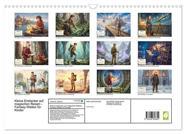 Produktbild: Kleine Entdecker auf magischen Reisen - Fantasy-Welten f&uuml;r Kinder (Wandkalender 2027 DIN A3 quer), CALVENDO Monatskalender