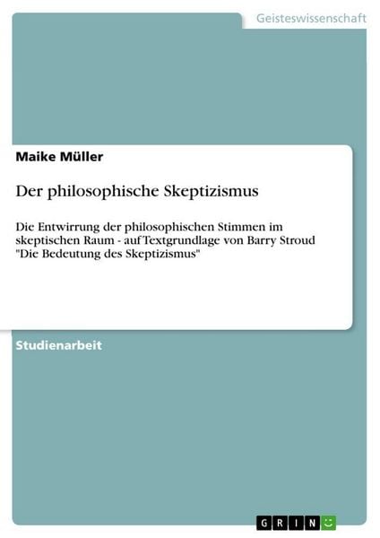 Produktbild: Der philosophische Skeptizismus