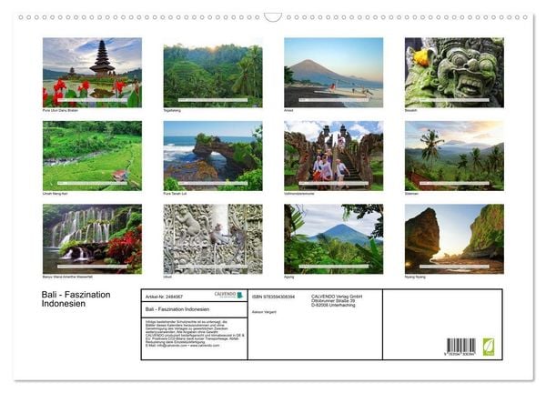 Produktbild: Bali - Faszination Indonesien (Wandkalender 2027 DIN A2 quer), CALVENDO Monatskalender