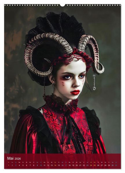Produktbild: Teuflische Gothics - Gothic, Girls und Hörner (Wandkalender 2026 DIN A2 hoch), CALVENDO Monatskalender