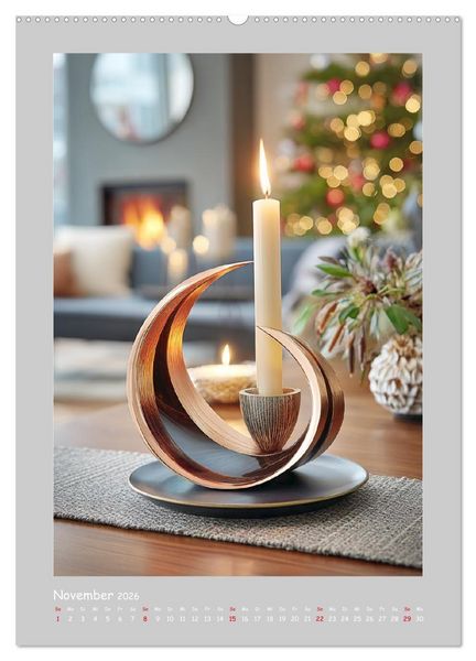 Produktbild: Formen des Lichts. Elegante Kerzenhalter in kunstvollen Interieurs (Wandkalender 2026 DIN A2 hoch), CALVENDO Monatskalender