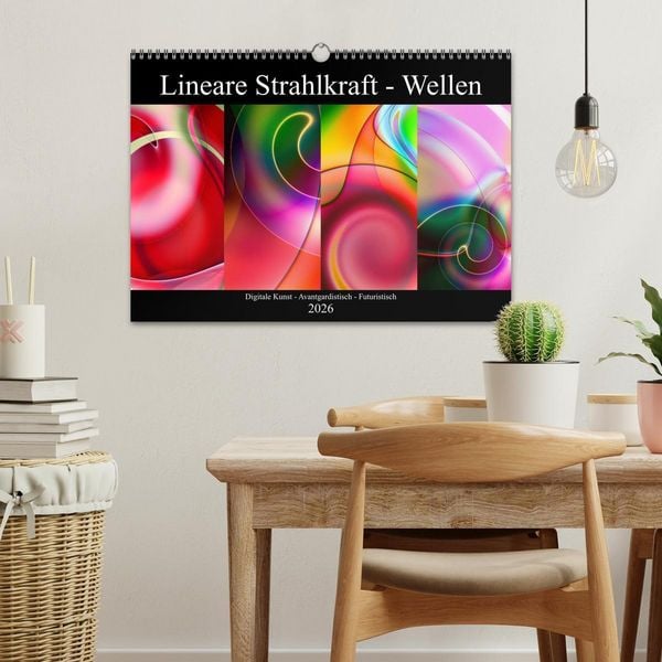 Produktbild: Lineare Strahlkraft - Wellen, Digitale Kunst (Wandkalender 2026 DIN A3 quer), CALVENDO Monatskalender