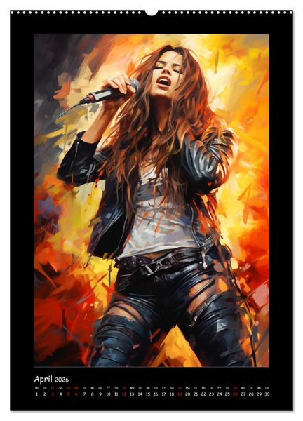 Produktbild: Heavy Metal-Queens. Wilde Rock- und Metal-Girl Paintings (hochwertiger Premium Wandkalender 2026 DIN A2 hoch), Kunstdruck in Hochglanz