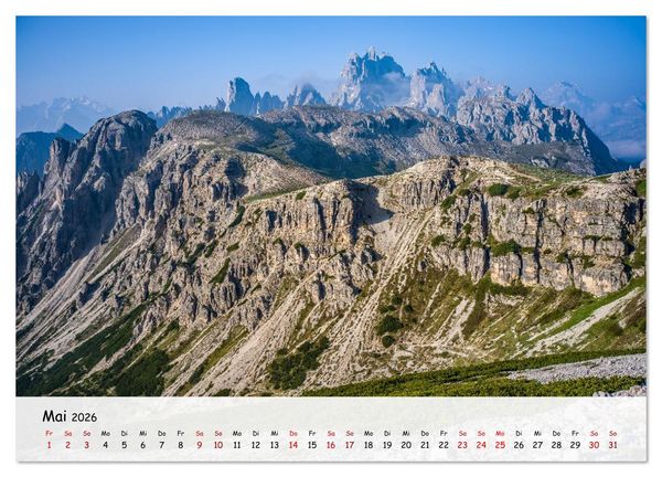 Produktbild: Drei Zinnen-Wanderung: Vom Misurinasee bis nach oben zum Rienzplateau (Wandkalender 2026 DIN A2 quer), CALVENDO Monatskalender