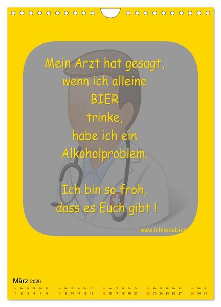 Produktbild: Ich liebe Bier (Wandkalender 2026 DIN A4 hoch), CALVENDO Monatskalender