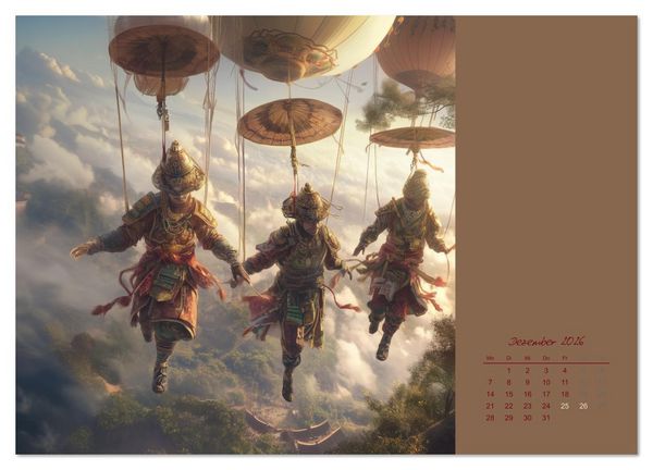 Produktbild: Mit KI durch die Epochen und L&uuml;fte (Wandkalender 2026 DIN A4 quer), CALVENDO Monatskalender