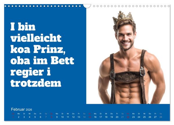 Produktbild: Bayerisch flirten, Gspusi! Bayern Kalender mit Dialekt und Mundart (Wandkalender 2026 DIN A3 quer), CALVENDO Monatskalender