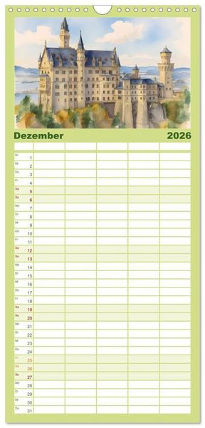 Produktbild: Familienplaner 2026 - Deutsche Schl&ouml;sser und Burgen mit 5 Spalten (Wandkalender, 21 x 45 cm) CALVENDO