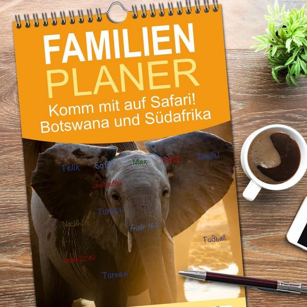 Produktbild: Familienplaner 2026 - Komm mit auf Safari! Botswana und S&uuml;dafrika mit 5 Spalten (Wandkalender, 21 x 45 cm) CALVENDO