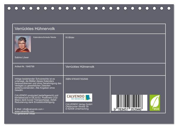 Produktbild: Verr&uuml;cktes H&uuml;hnervolk (Tischkalender 2026 DIN A5 quer), CALVENDO Monatskalender