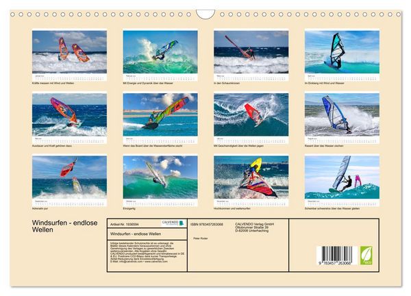 Produktbild: Windsurfen - endlose Wellen (Wandkalender 2026 DIN A3 quer), CALVENDO Monatskalender