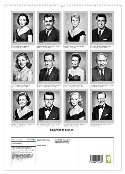 Produktbild: Hollywoods Ikonen (hochwertiger Premium Wandkalender 2026 DIN A2 hoch), Kunstdruck in Hochglanz