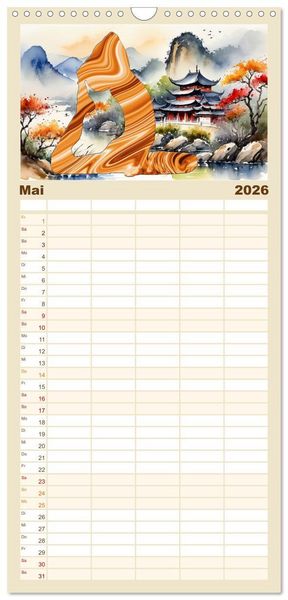 Produktbild: Familienplaner 2026 - YOGA - Harmonie von K&ouml;rper, Geist und Seele mit 5 Spalten (Wandkalender, 21 x 45 cm) CALVENDO