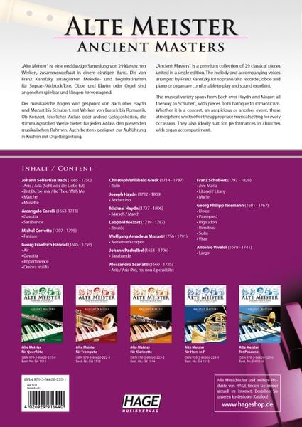 Produktbild: Alte Meister f&uuml;r Sopran-/Altblockfl&ouml;te und Klavier/Orgel