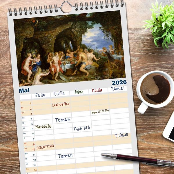 Produktbild: Familienplaner 2026 - Party Time - Das Fest in der Kunst mit 5 Spalten (Wandkalender, 21 x 45 cm) CALVENDO