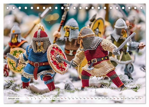 Produktbild: Zauberhafte Wikinger - Nordische Mythologie aus H&auml;kel- und Strickwolle (Tischkalender 2026 DIN A5 quer), CALVENDO Monatskalender