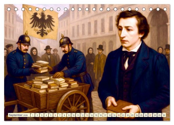 Produktbild: Heinrich Heine. Sein Leben, seine literarischen Werke (Tischkalender 2026 DIN A5 quer), CALVENDO Monatskalender