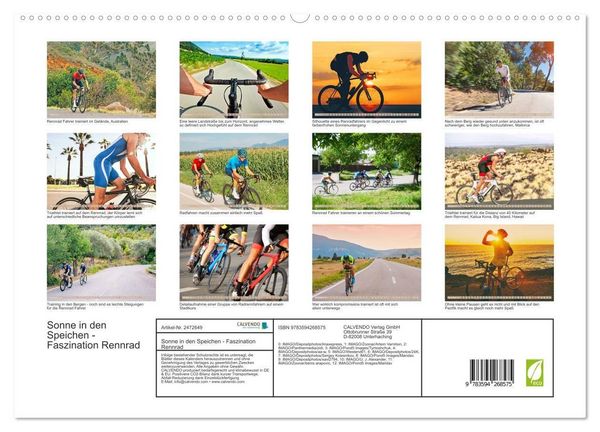 Produktbild: Sonne in den Speichen - Faszination Rennrad (hochwertiger Premium Wandkalender 2027 DIN A2 quer), Kunstdruck in Hochglanz
