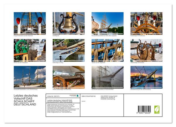 Produktbild: Letztes deutsches Vollschiff DAS SCHULSCHIFF DEUTSCHLAND (Wandkalender 2026 DIN A3 quer), CALVENDO Monatskalender