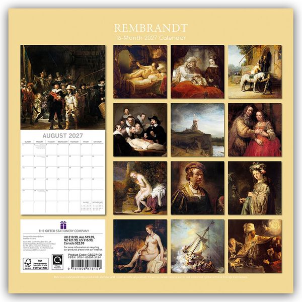 Produktbild: Rembrandt &ndash; Rembrandt van Rijn 2027 &ndash; 16-Monatskalender