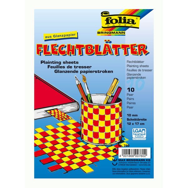 Produktbild: folia Flechtpapier Glanzpapier mehrfarbig 12x17cm 10 Blatt