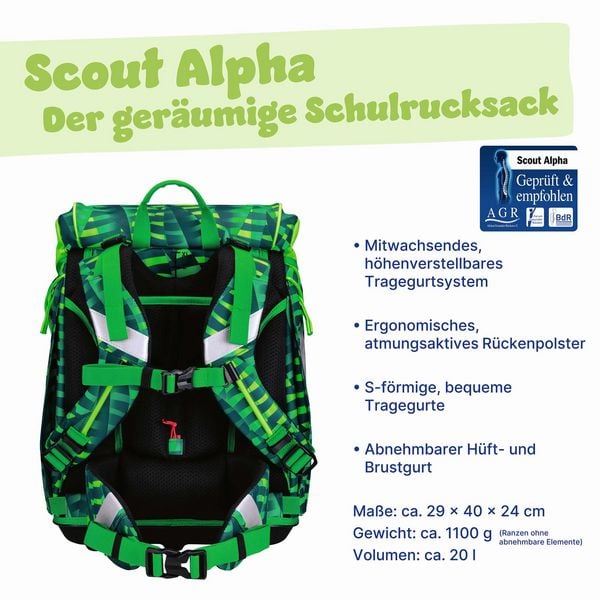 Produktbild: Scout Schulranzen Set Alpha, Schulranzen Set, 4tlg, Danger Dino
