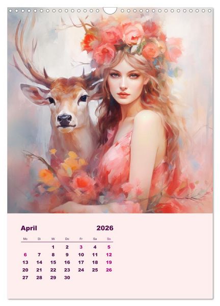 Produktbild: Elfen mit Krafttieren. Zauberhafte Lichtwesen (Wandkalender 2026 DIN A3 hoch), CALVENDO Monatskalender