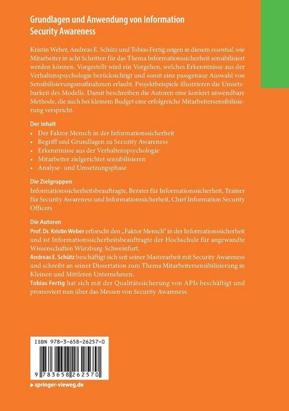 Produktbild: Grundlagen und Anwendung von Information Security Awareness