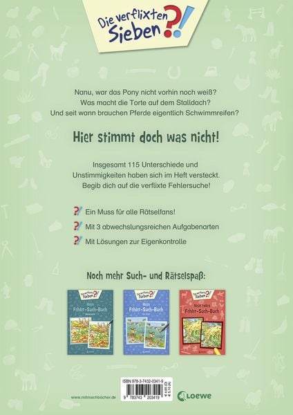 Produktbild: Die verflixten Sieben - Mein Fehler-Such-Buch - Pferde