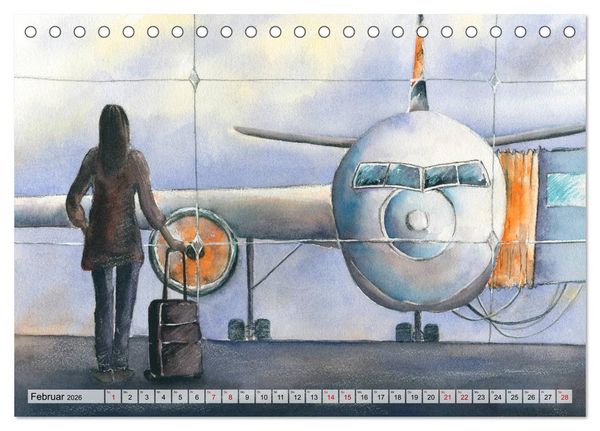 Produktbild: Frankfurt in Aquarell (Tischkalender 2026 DIN A5 quer), CALVENDO Monatskalender