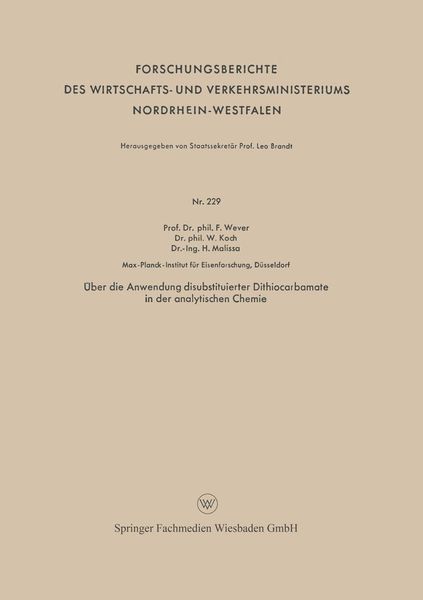 Produktbild: &Uuml;ber die Anwendung disubstituierter Dithiocarbamate in der analytischen Chemie
