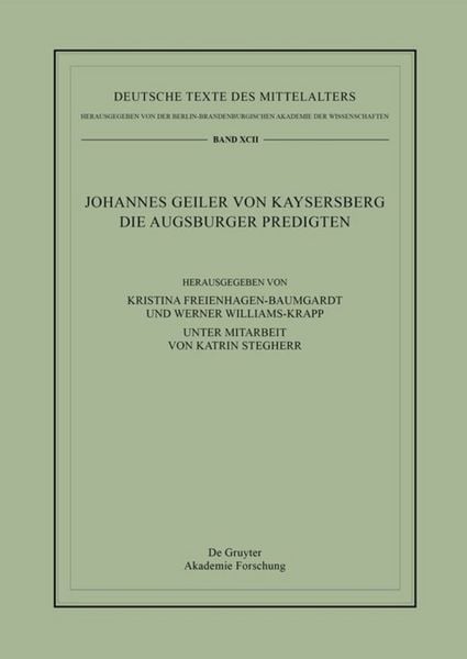 Produktbild: Johannes Geiler von Kaysersberg, Die Augsburger Predigten