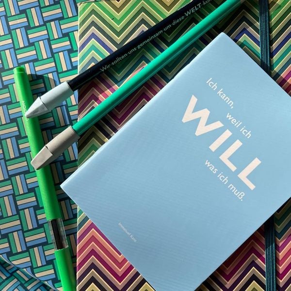Produktbild: Heft A6 kariert, "Ich kann, weil ich will was ich muss." (Immanuel Kant)