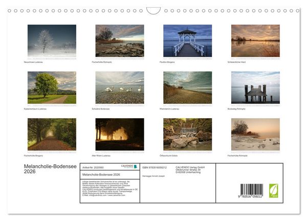 Produktbild: Melancholie-Bodensee 2026 (Wandkalender 2026 DIN A3 quer), CALVENDO Monatskalender