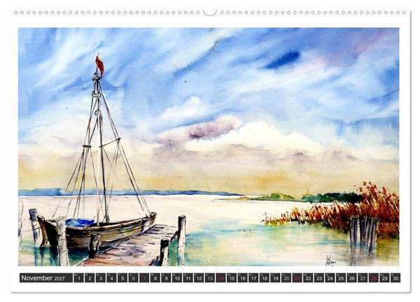 Produktbild: Aquarelle - Fischland-Dar&szlig; (hochwertiger Premium Wandkalender 2027 DIN A2 quer), Kunstdruck in Hochglanz