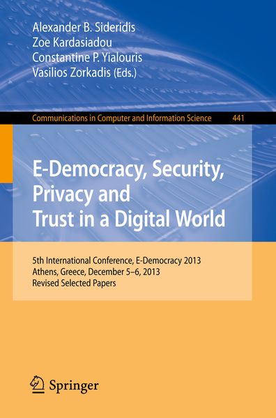 Produktbild: E-Democracy, Security, Privacy and Trust in a Digital World