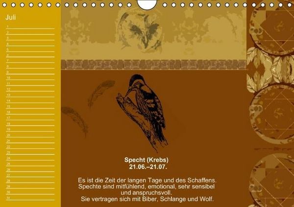 Produktbild: Indianisches Horoskop / Geburtstagskalender (Wandkalender immerw&auml;hrend DIN A4 quer)
