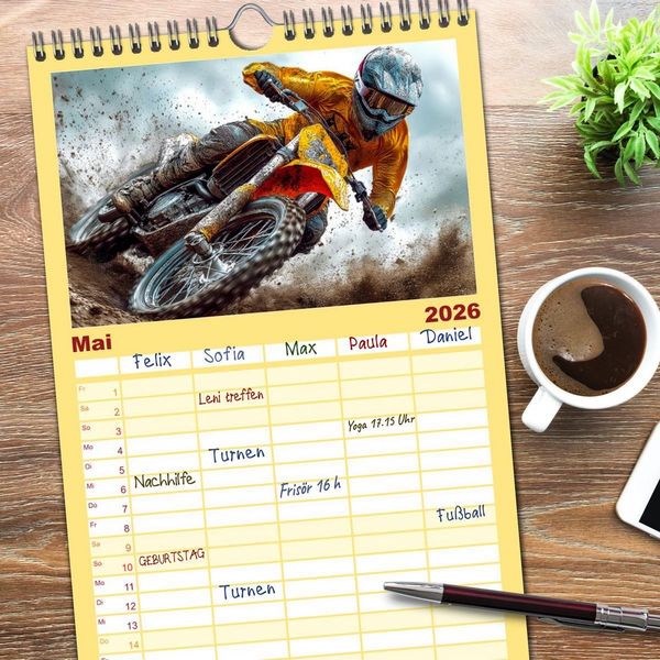Produktbild: Familienplaner 2026 - Motocross - Highspeed durch das Jahr mit 5 Spalten (Wandkalender, 21 x 45 cm) CALVENDO