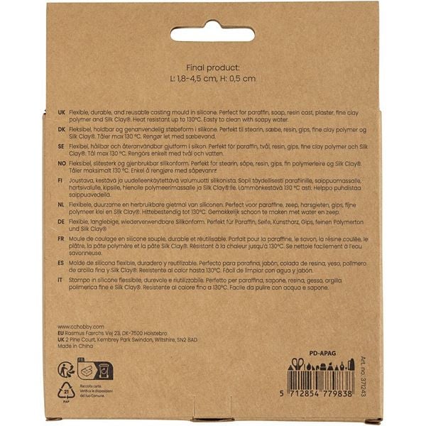 Produktbild: Creativ Company Silikonform, Bl&auml;tter und Bl&uuml;ten, H 0,5 cm, L 1,8-4,5 cm, 4 Stk+1 Stk