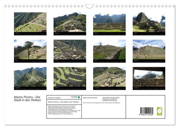 Produktbild: Machu Picchu - Die Stadt in den Wolken (Wandkalender 2026 DIN A3 quer), CALVENDO Monatskalender