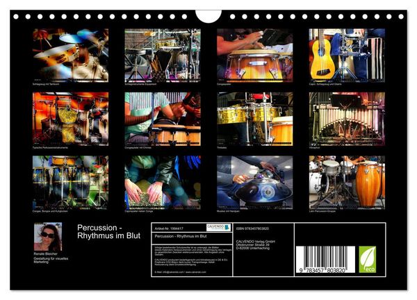 Produktbild: Percussion - Rhythmus im Blut (Wandkalender 2026 DIN A4 quer), CALVENDO Monatskalender