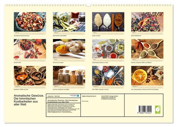Produktbild: Aromatische Gew&uuml;rze. Die himmlischen Kostbarkeiten aus aller Welt (hochwertiger Premium Wandkalender 2026 DIN A2 quer), Kunstdruck in Hochglanz